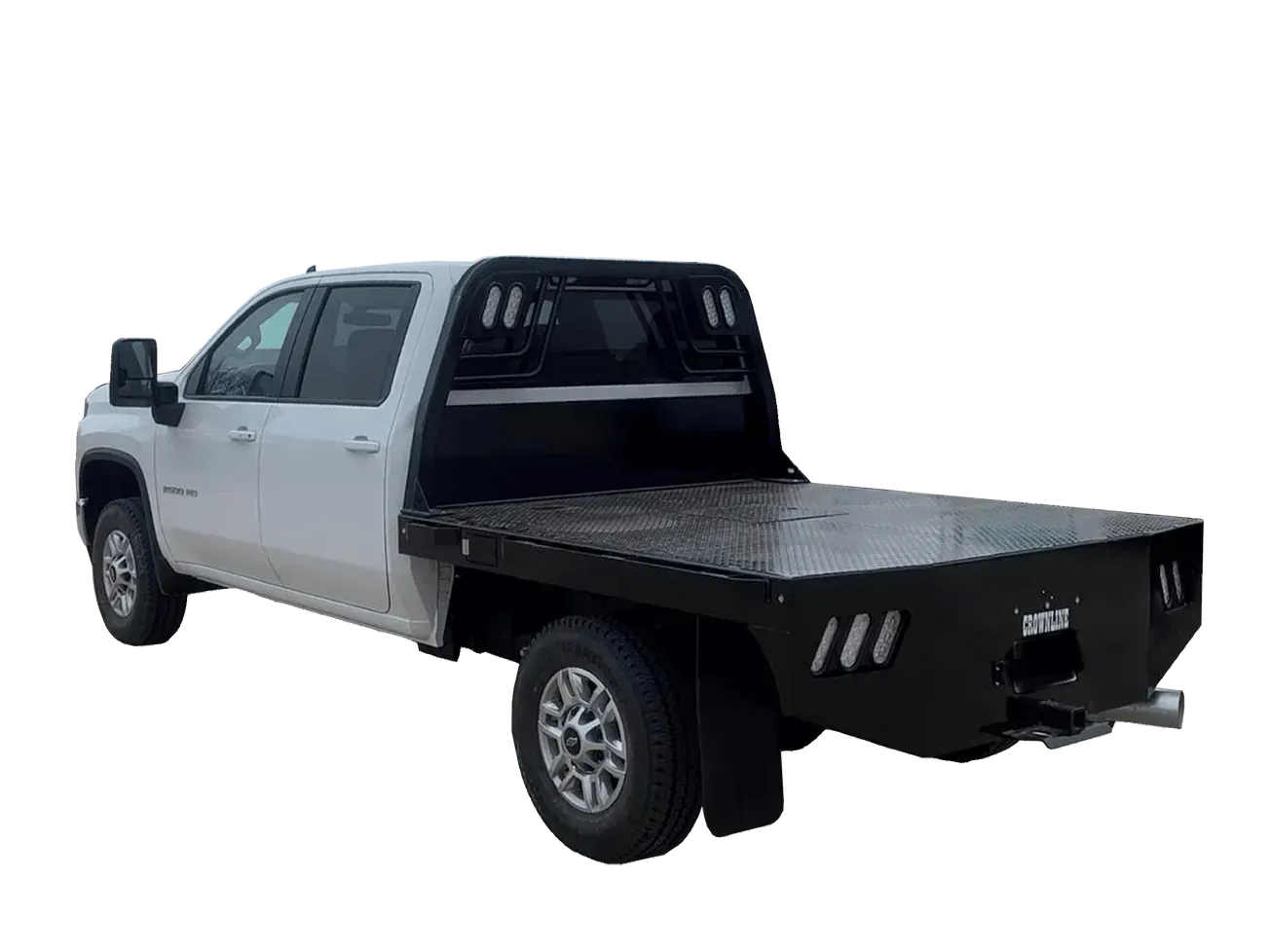 photo of truck with the arm bed viewed from behind three quarters